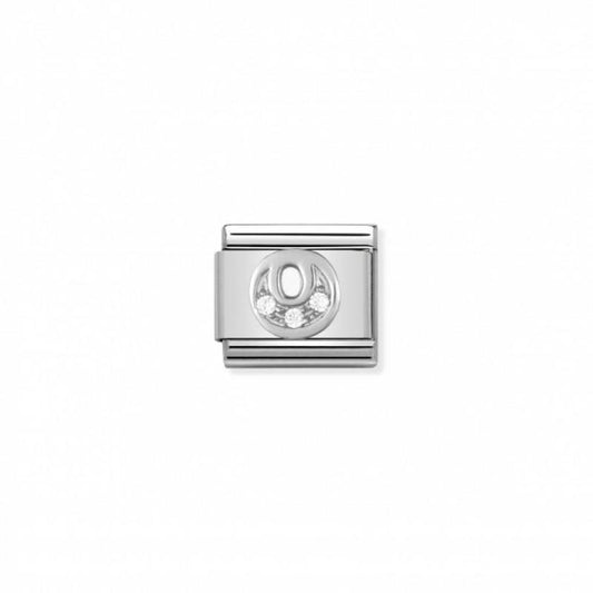 Nomination Composable Link Letter O, Cubic Zirconia, Silver