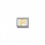 Nomination Composable Link Letter P, Cubic Zirconia, 18K Gold
