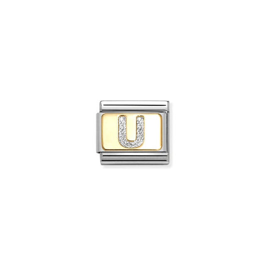 Nomination Composable Link Letter U, 18K Gold & Glitter Enamel