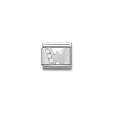 Nomination Composable Link Letter W, Cubic Zirconia, Silver