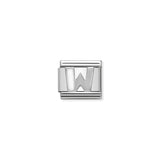 Nomination Composable Link Letter W, Silver & White Enamel