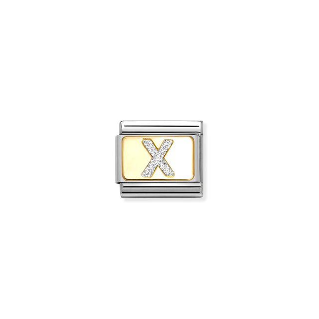 Nomination Composable Link Letter X, 18K Gold & Glitter Enamel