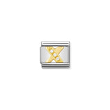 Nomination Composable Link Letter X, Cubic Zirconia, 18K Gold