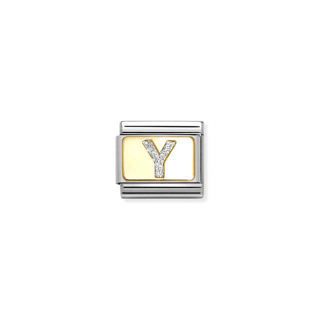 Nomination Composable Link Letter Y, 18K Gold & Glitter Enamel