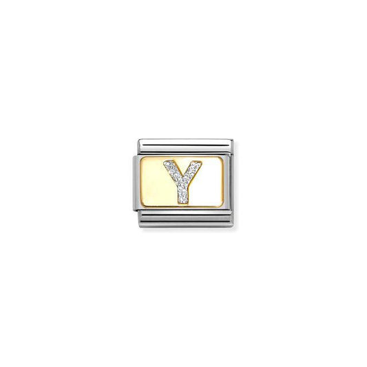 Nomination Composable Link Letter Y, 18K Gold & Glitter Enamel