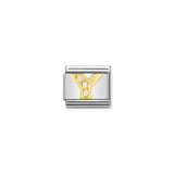 Nomination Composable Link Letter Y, Cubic Zirconia, 18K Gold