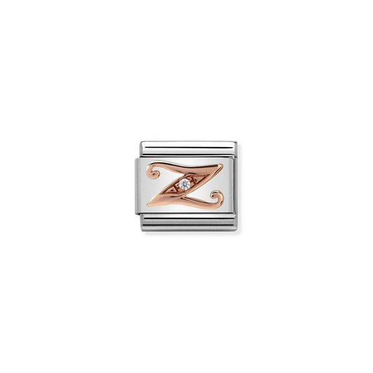 Nomination Composable Link Letter Z, Cubic Zirconia, 9K Rose Gold