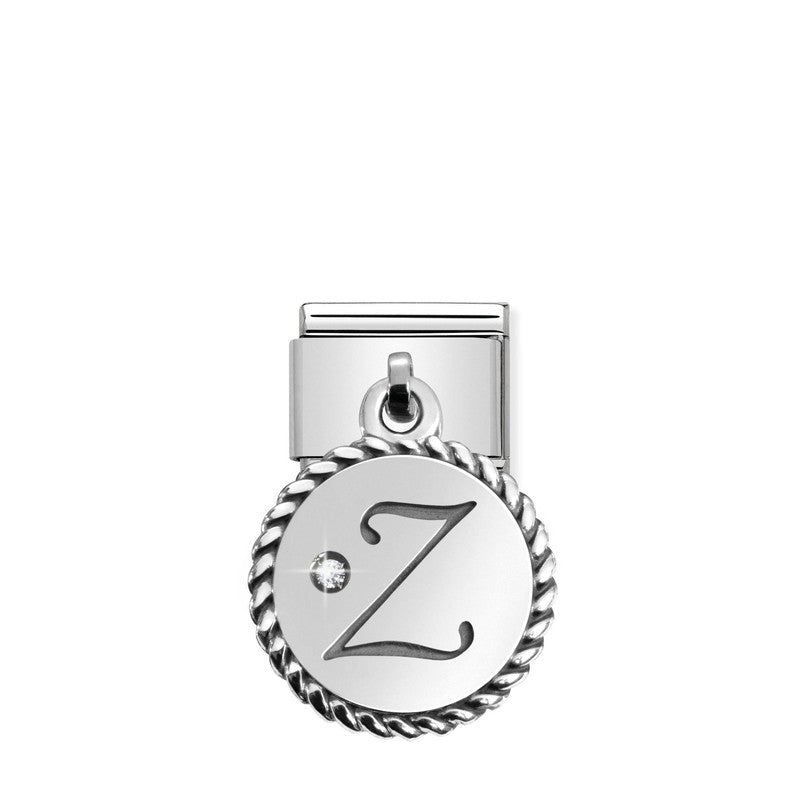 Nomination Composable Link Letter Z Hanging Charm, Cubic Zirconia, Silver