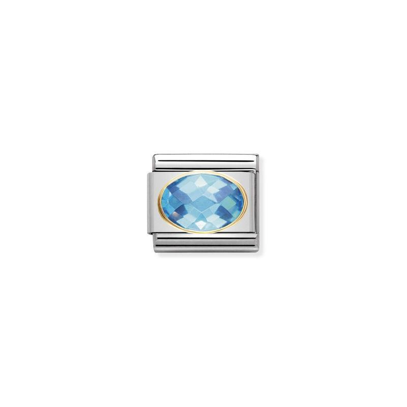 Nomination Composable Link Light Blue Faceted Cubic Zirconia, 18K Gold