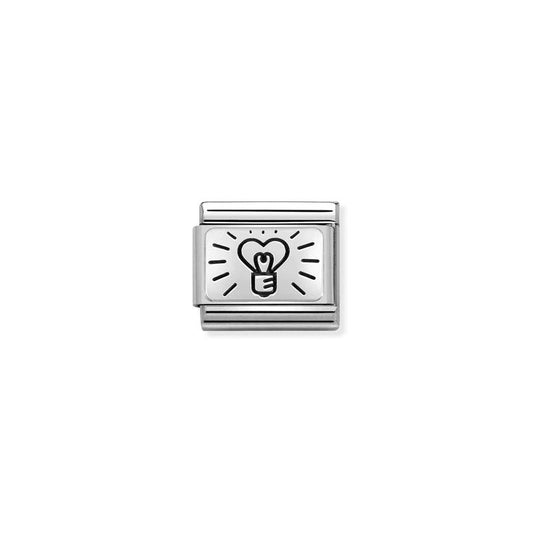 Nomination Composable Link Lightbulb With Heart, Silver