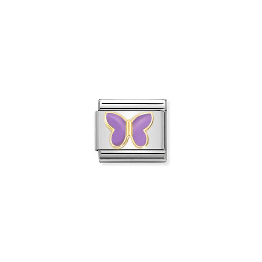 Nomination Composable Link Lilac Butterfly, 18K Gold & Enamel