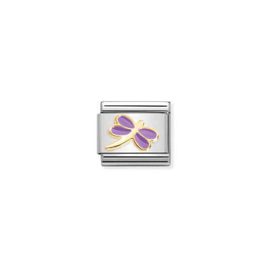 Nomination Composable Link Lilac Dragonfly, 18K Gold & Enamel