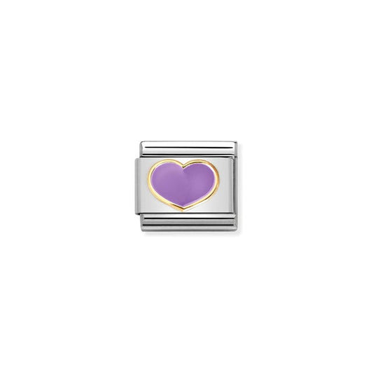Nomination Composable Link Lilac Heart, 18K Gold & Enamel