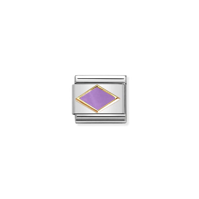 Nomination Composable Link Lilac Rhombus, 18K Gold & Enamel
