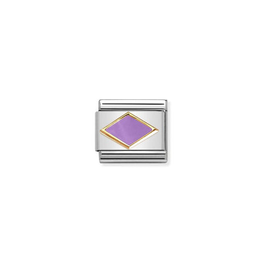 Nomination Composable Link Lilac Rhombus, 18K Gold & Enamel