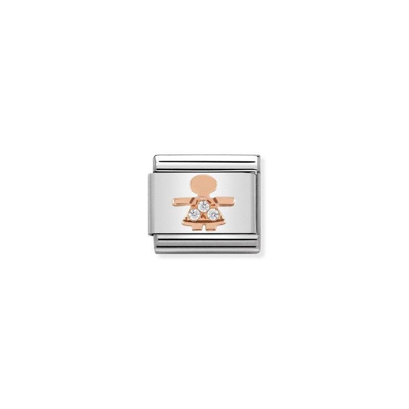 Nomination Composable Link Little Girl, Cubic Zirconia, 9K Rose Gold