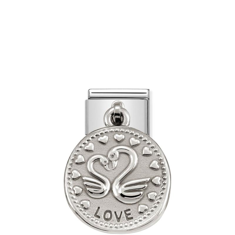 Nomination Composable Link Love Coin Hanging Charm, Silver