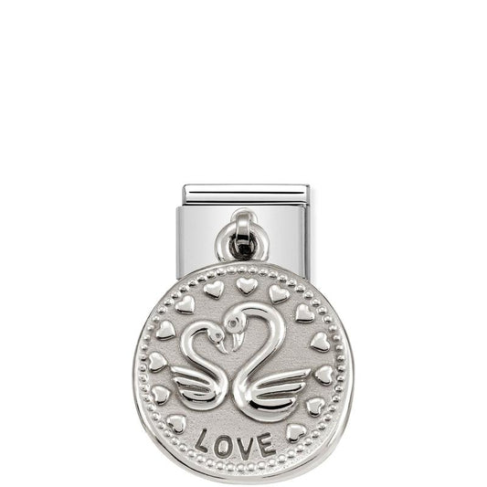 Nomination Composable Link Love Coin Hanging Charm, Silver