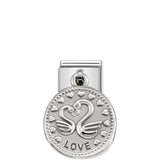 Nomination Composable Link Love Coin Hanging Charm, Silver