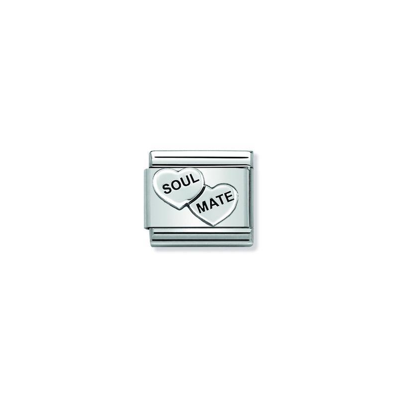 Nomination Composable Link Love Soul Mate Hearts, Silver