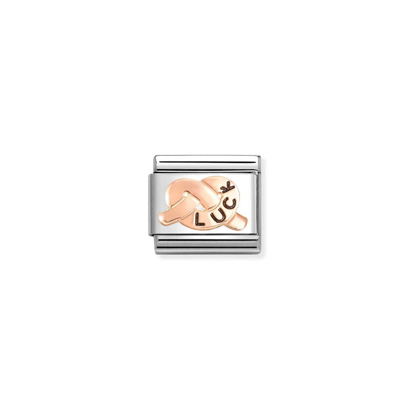 Nomination Composable Link Luck Promises Knot, 9K Rose Gold & Enamel