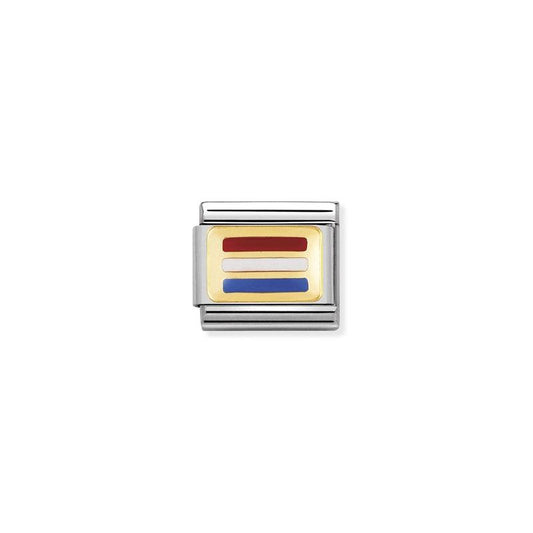 Nomination Composable Link Luxembourg Flag, 18K Gold & Enamel