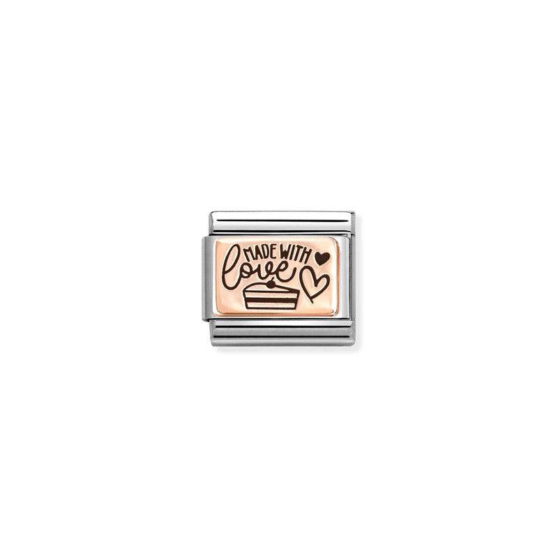 Nomination Composable Link Made with Love Cake, 9K Rose Gold
