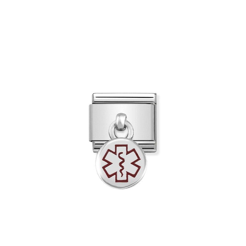 Nomination Composable Link Medical Tag Hanging Charm, Silver & Enamel