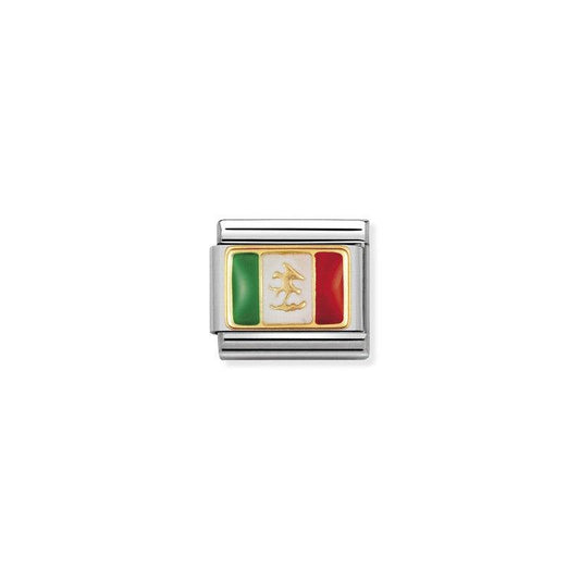 Nomination Composable Link Mexico Flag, 18K Gold & Enamel