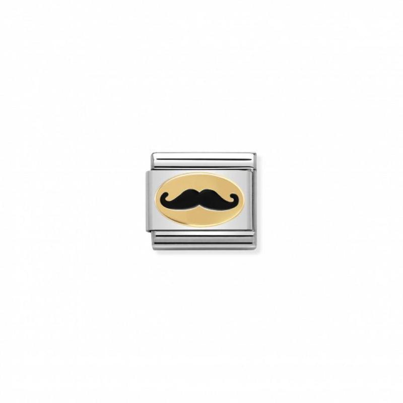 Nomination Composable Link Monsieur Moustache, 18K Gold & Enamel