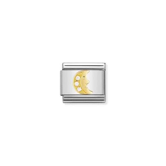 Nomination Composable Link Moon, Cubic Zirconia, 18K Gold