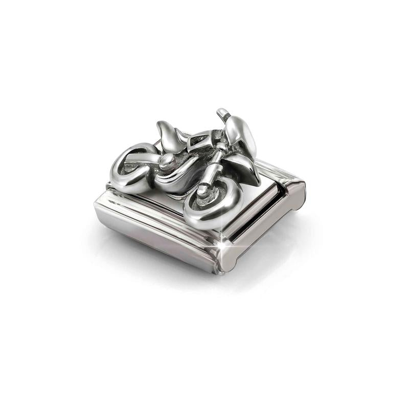 Nomination Composable Link Motorcross Bike, Oxidized Silver - angle 2