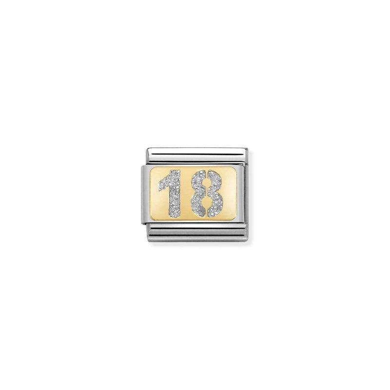 Nomination Composable Link Number 18, 18K Gold & Glitter Enamel