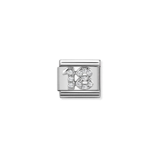 Nomination Composable Link Number 18, Cubic Zirconia, Silver