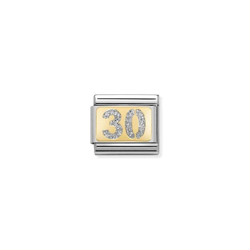 Nomination Composable Link Number 30, 18K Gold & Glitter Enamel