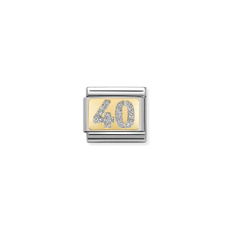 Nomination Composable Link Number 40, 18K Gold & Glitter Enamel