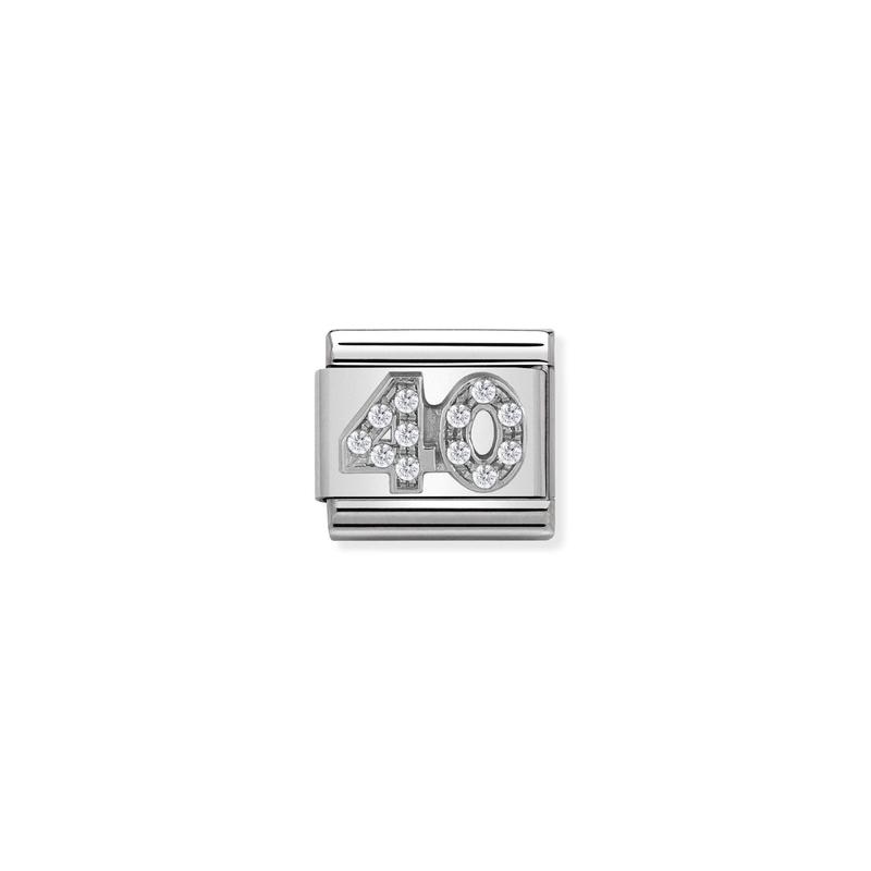 Nomination Composable Link Number 40, Cubic Zirconia, Silver