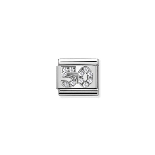 Nomination Composable Link Number 50, Cubic Zirconia, Silver