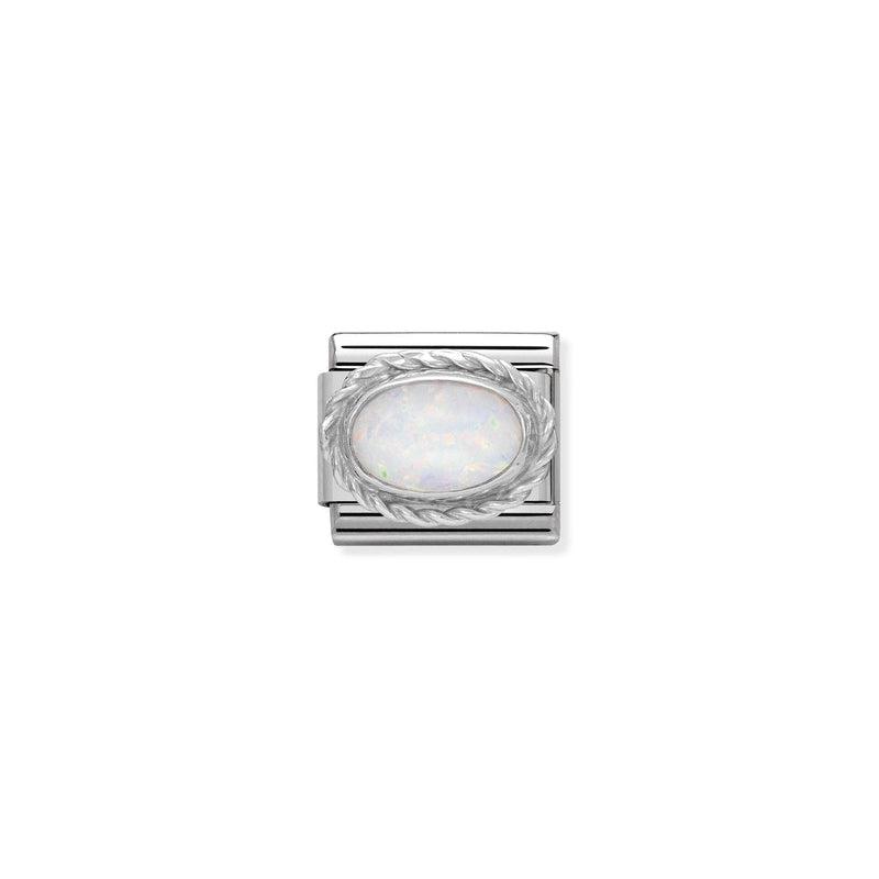 Nomination Composable Link Oval White Opal Stone, Silver