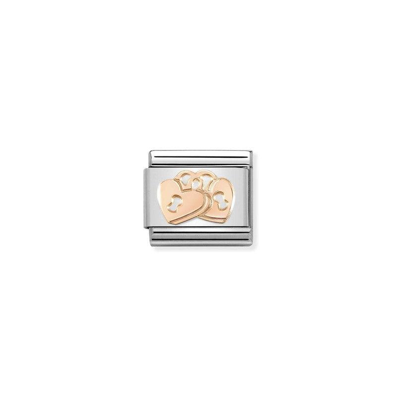 Nomination Composable Link Padlock Hearts, 9K Rose Gold