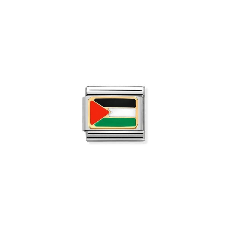 Nomination Composable Link Palestine Flag, 18K Gold & Enamel - front