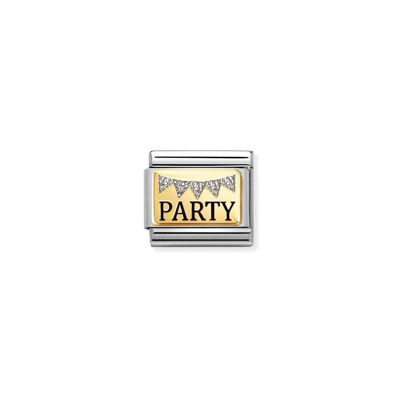 Nomination Composable Link Party with Bunting, 18K Gold & Glitter Enamel