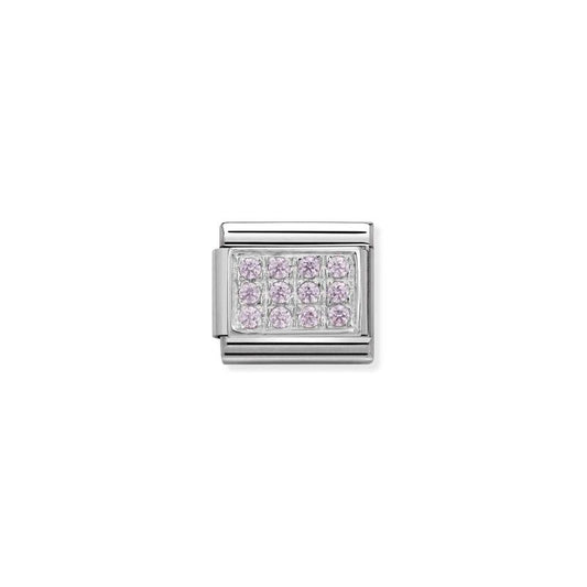 Nomination Composable Link Pave, Pink Cubic Zirconia, Silver