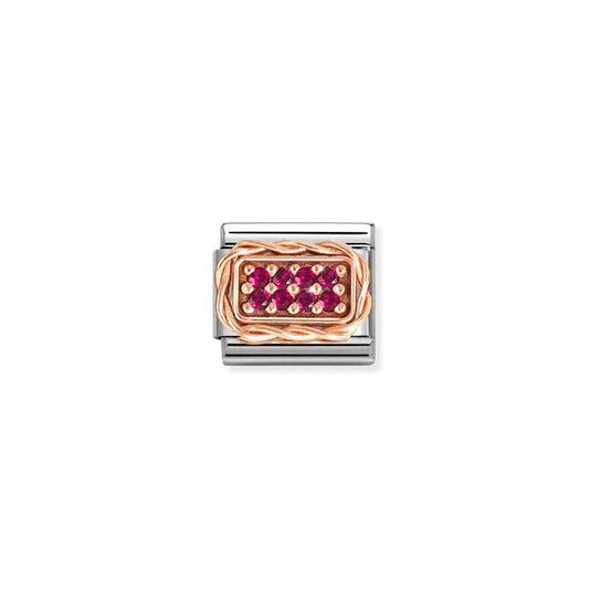 Nomination Composable Link Pave, Red Cubic Zirconia, 9K Rose Gold