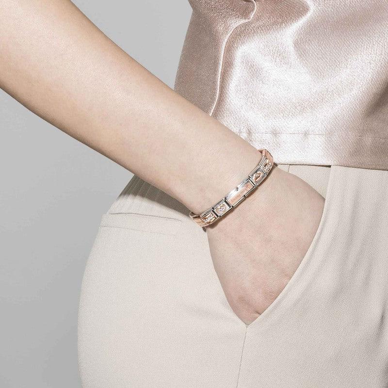 Nomination Composable Link Pink Baby Pram, Cubic Zirconia, 9K Rose Gold