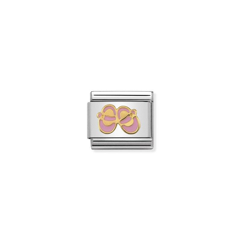 Nomination Composable Link Pink Baby Shoes, 18K Gold & Enamel
