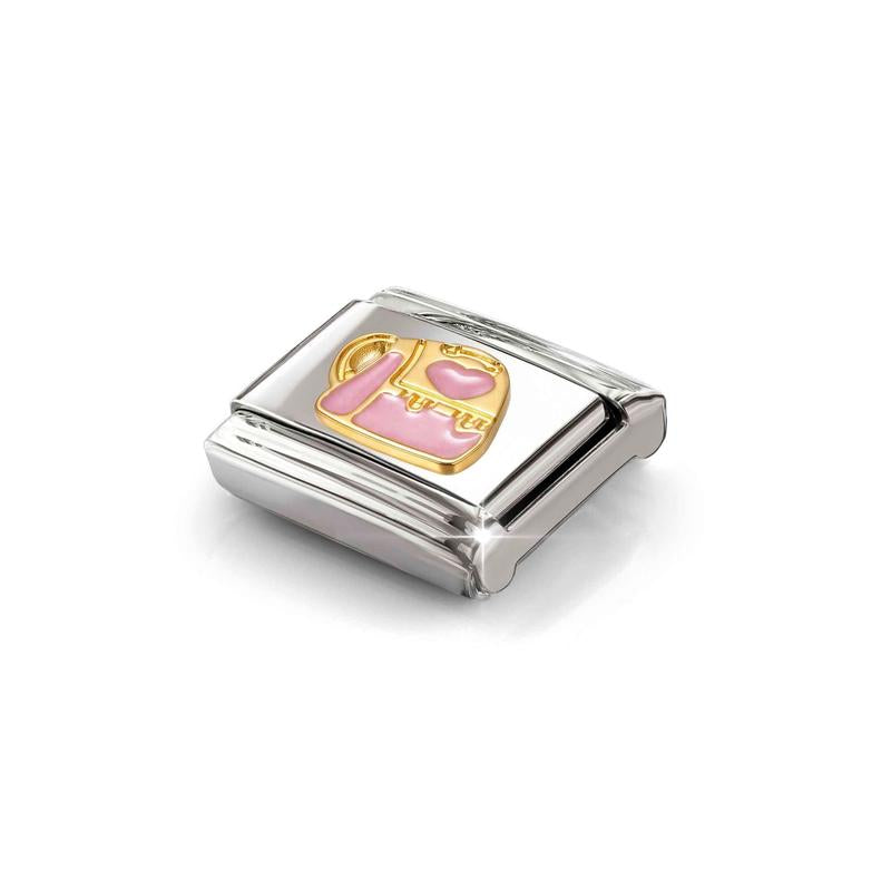 Nomination Composable Link Pink Backpack, 18K Gold & Enamel