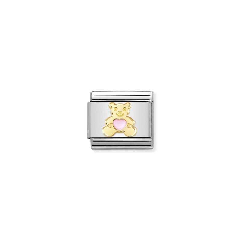 Nomination Composable Link Pink Bear, 18K Gold & Enamel