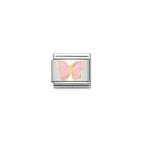 Nomination Composable Link Pink Butterfly, 18K Gold & Enamel