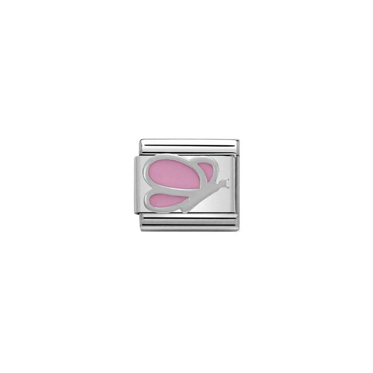 Nomination Composable Link Pink Butterfly, Silver & Enamel